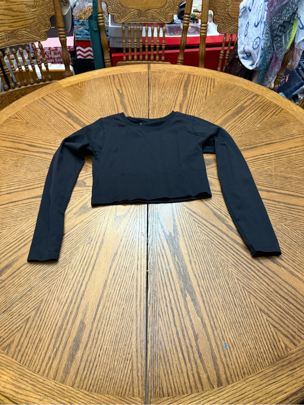 Asics Black Cropped Long-Sleeve Top